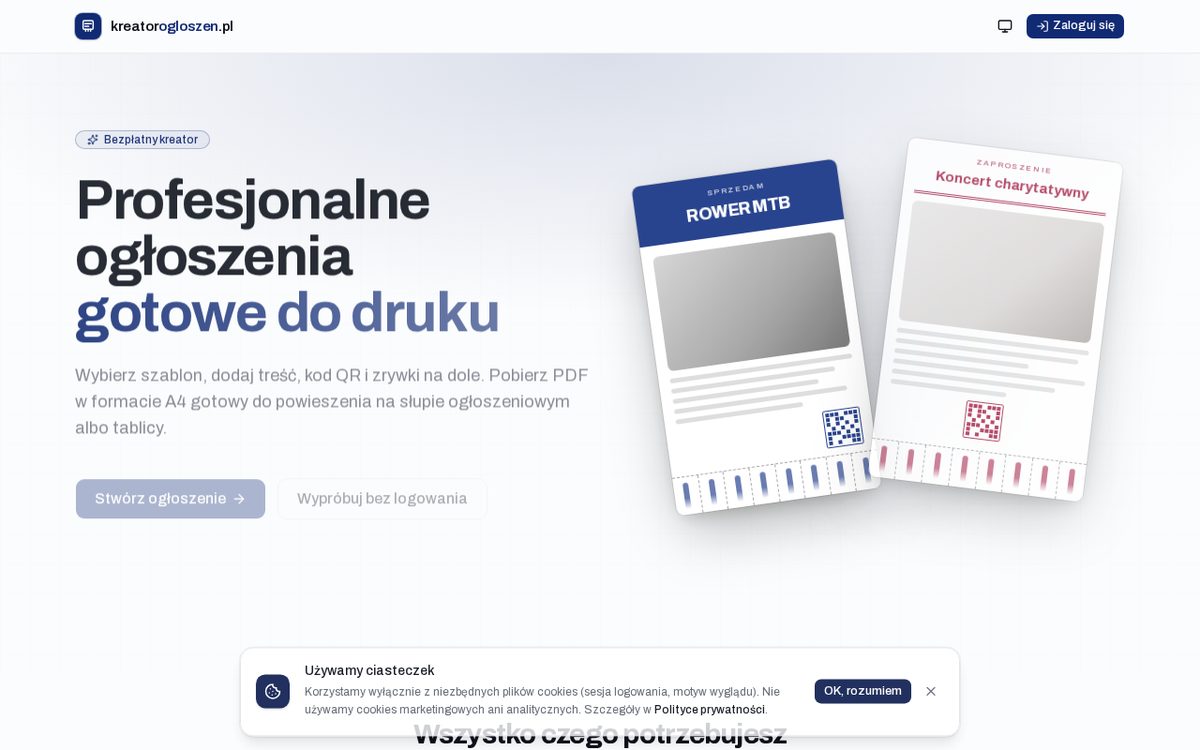 Aplikacja SaaS Kreator Ogłoszeń
