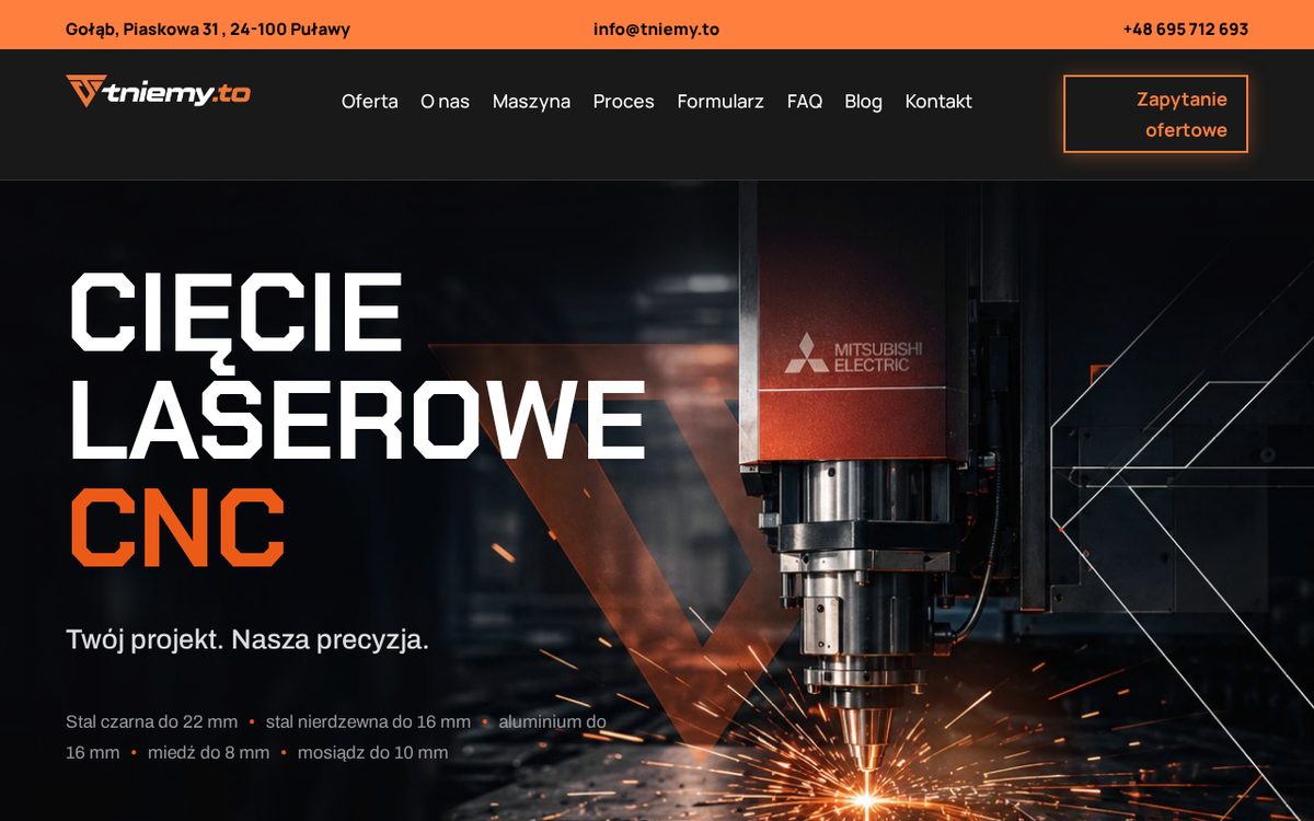 Strona internetowa firmy usługowej tniemy.to